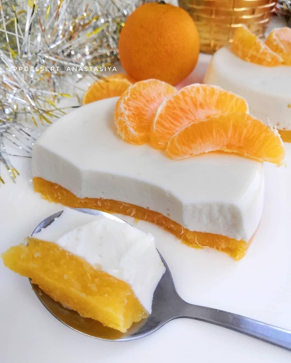 Десерт мандарин сметана желатин