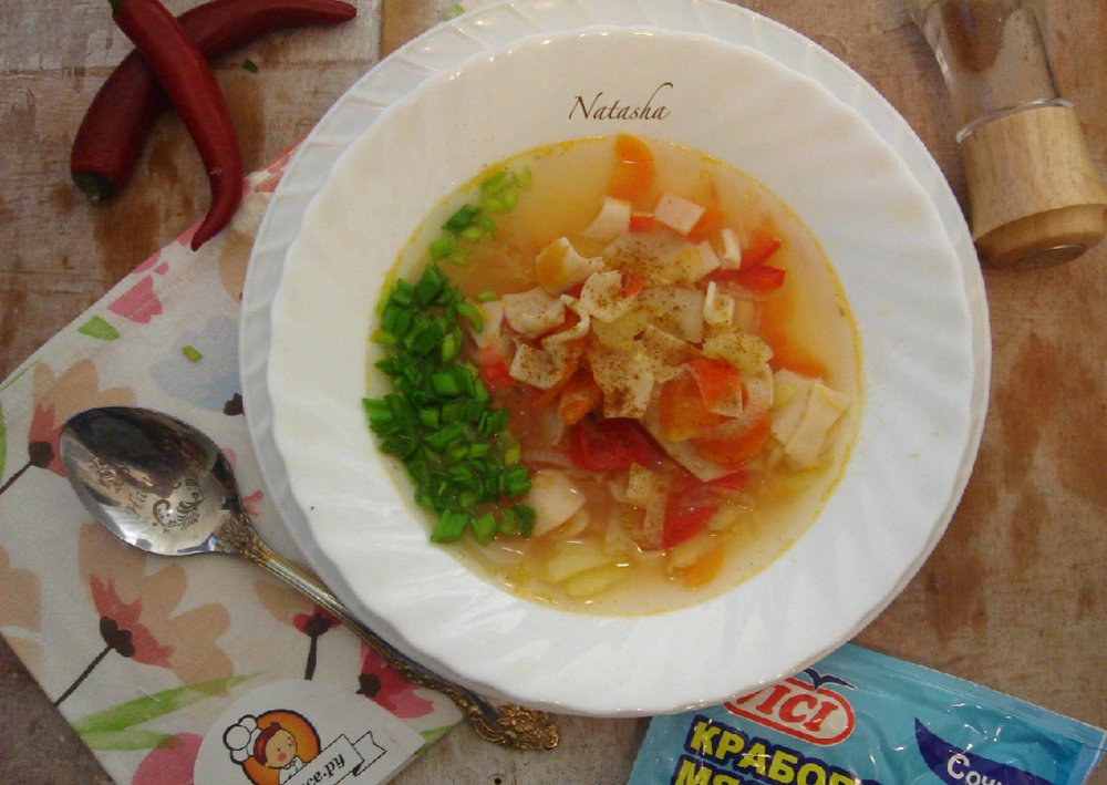 Фонтино овощной крабовый суп