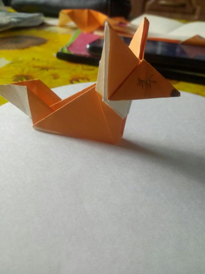 Оригами лисичка из бумаги