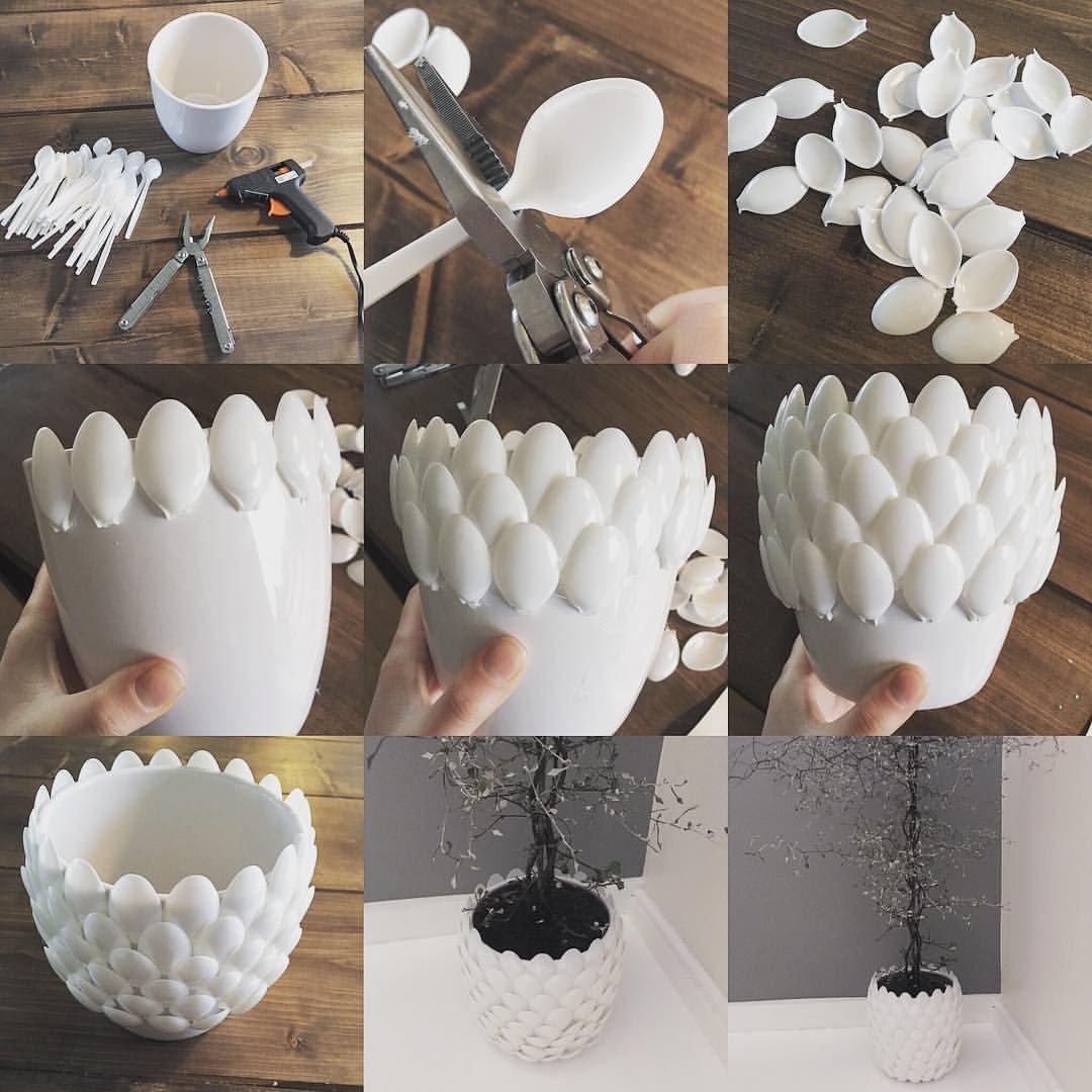 Из чего можно сделать посуду. Креативные идеи для поделок. Декор из пластиковых ложек. Декор для дома своими руками. Стильные поделки.