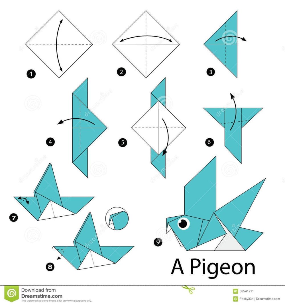 Оригами птичка из бумаги