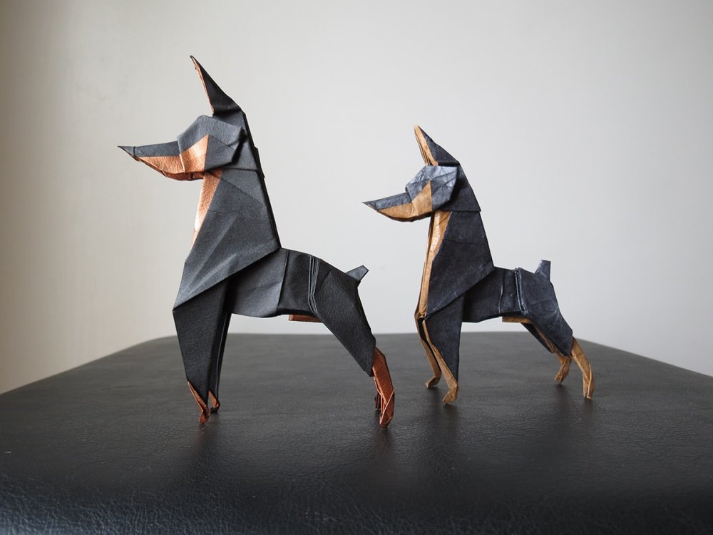 Оригами собака из бумаги